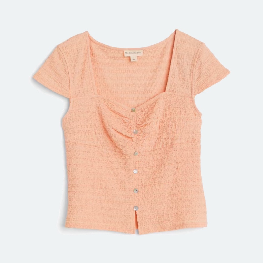 Pink Puff Sleeve Ruched Blouse - Picture 1 of 7